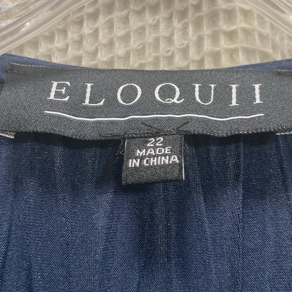 Eloquii NEW Caftan dress SZ 22 navy chevron pleating maxi v neck empire waist - Picture 3 of 10